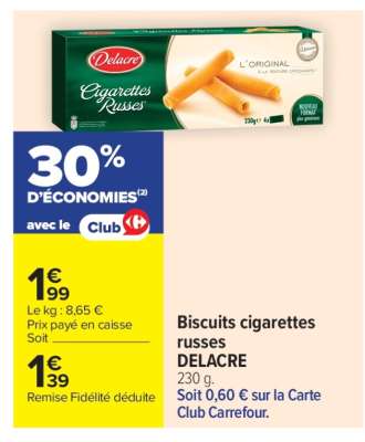 Biscuits cigarettes russes DELACRE
