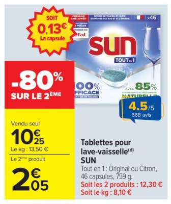 Tablettes pour lave-vaisselle SUN