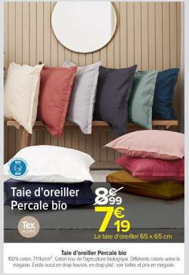 Taie d'oreiller Percale bio