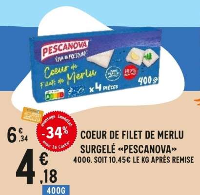 COEUR DE FILET DE MERLU SURGELÉ «PESCANOVA»