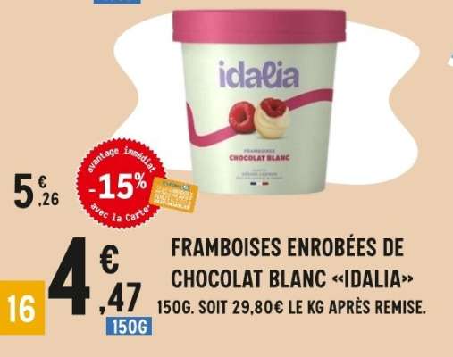 FRAMBOISES ENROBÉES DE CHOCOLAT BLANC «IDALIA»
