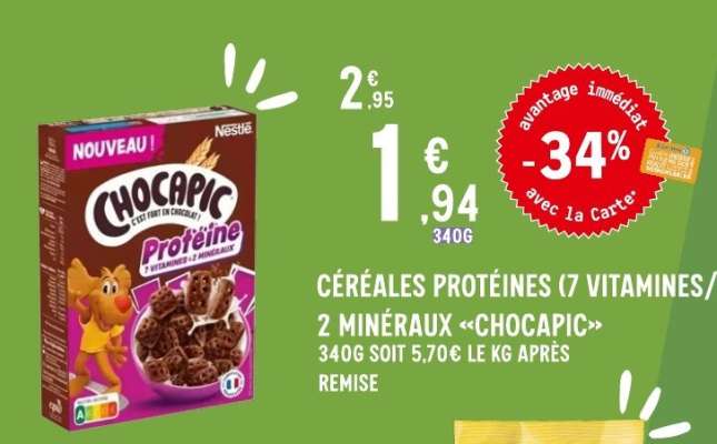 CÉRÉALES PROTÉINES (7 VITAMINES/2 MINÉRAUX «CHOCAPIC»