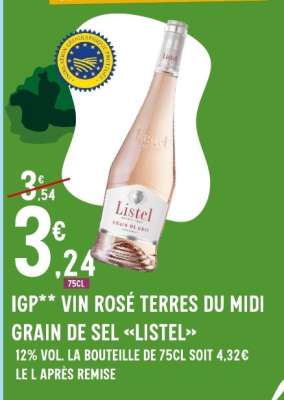 IGP** VIN ROSÉ TERRES DU MIDI GRAIN DE SEL «LISTEL»
