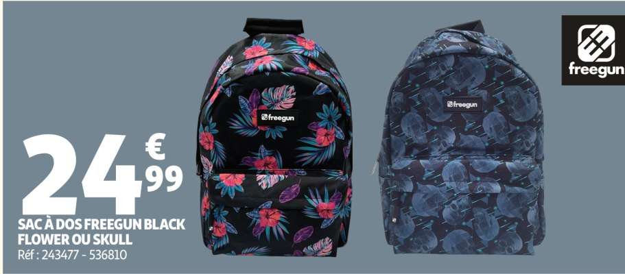 SAC À DOS FREEGUN BLACK FLOWER OU SKULL