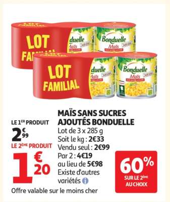 Maïs Sans Sucres Ajoutés Bonduelle