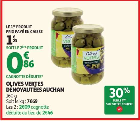 Olives Vertes Dénoyautées Auchan