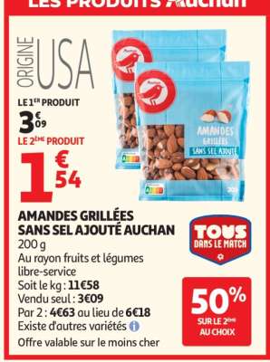 Amandes Grillées Sans Sel Ajouté Auchan