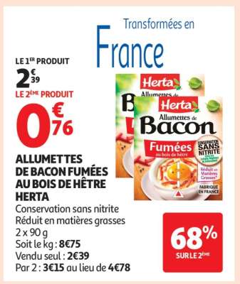 ALLUMETTES DE BACON FUMÉES AU BOIS DE HÊTRE HERTA