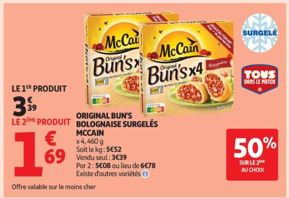 ORIGINAL BUN'S BOLOGNAISE SURGELÉS MCCAIN