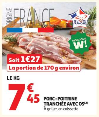 Porc : Poitrine Tranchée Avec Os