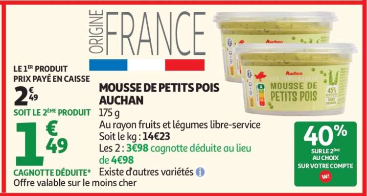 MOUSSE DE PETITS POIS AUCHAN