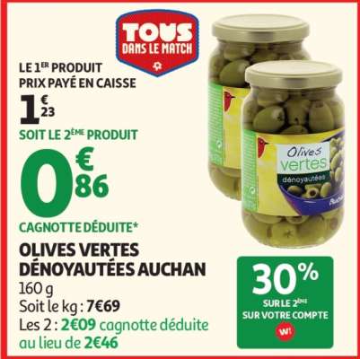 Olives Vertes Dénoyautées Auchan
