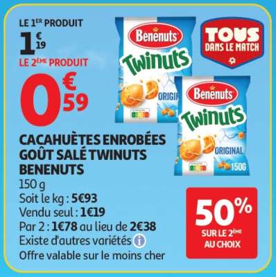 Cacahuètes Enrobées Goût Salé Twinuts Bénénuts