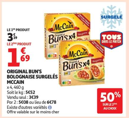 ORIGINAL BUN'S BOLOGNAISE SURGELÉS MCCAIN