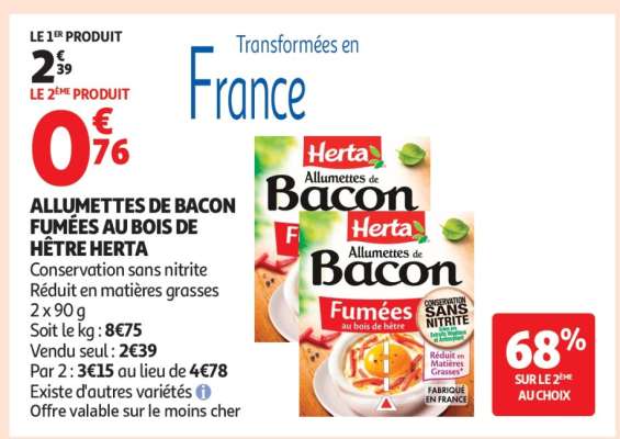 ALLUMETTES DE BACON FUMÉES AU BOIS DE HÊTRE HERTA