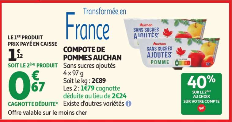 COMPOTE DE POMMES AUCHAN