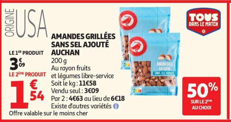 Amandes Grillées Sans Sel Ajouté Auchan