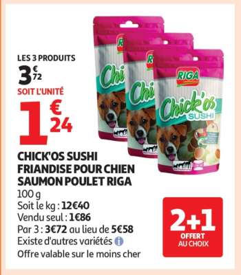 CHICK'OS SUSHI FRIANDISE POUR CHIEN SAUMON POULET RIGA