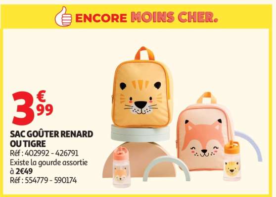 SAC GOÛTER RENARD OU TIGRE