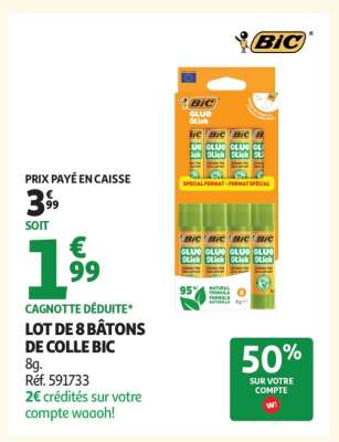 LOT DE 8 BÂTONS DE COLLE BIC