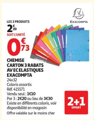 CHEMISE CARTON 3 RABATS AV EC ELASTIQUES EXACOMPTA