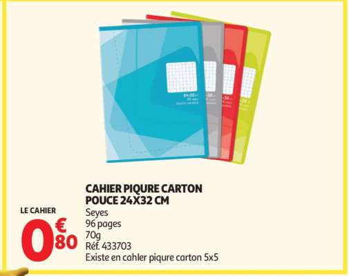 CAHIER PIQUE CARTON POUCE 24X32 CM
