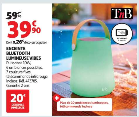 ENCEINTE BLUETOOTH LUMINEUSE VIBES