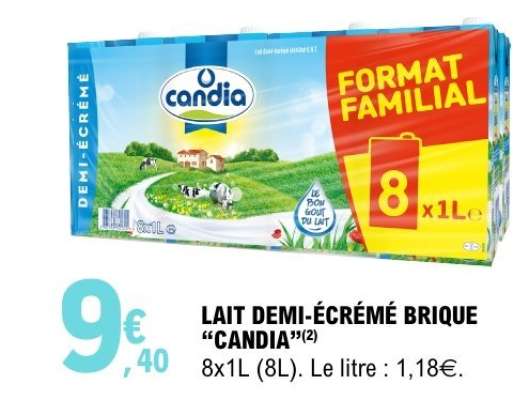 LAIT DEMI-ÉCRÉMÉ BRIQUE “CANDIA”