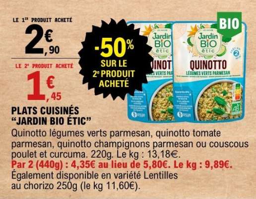 PLATS CUISINÉS “JARDIN BIO ÉTIC”