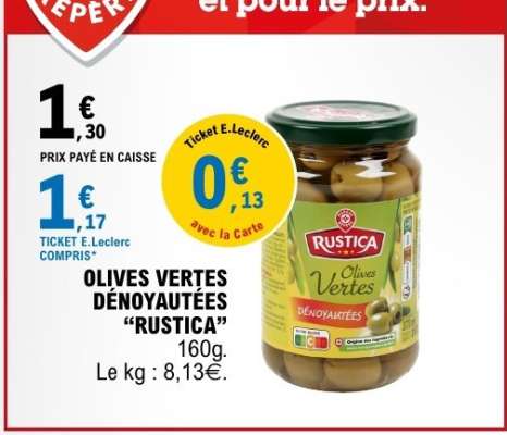 OLIVES VERTES DÉNOYAUTÉES "RUSTICA"