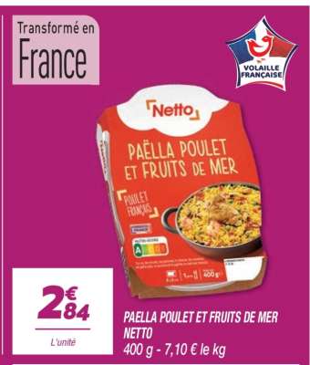 PAËLLA POULET ET FRUITS DE MER NETTO
