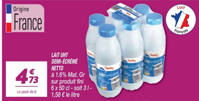 LAIT UHT DEMI-ÉCRÉMÉ NETTO