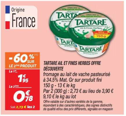 TARTARE AIL ET FINES HERBES OFFRE DÉCOUVERTE