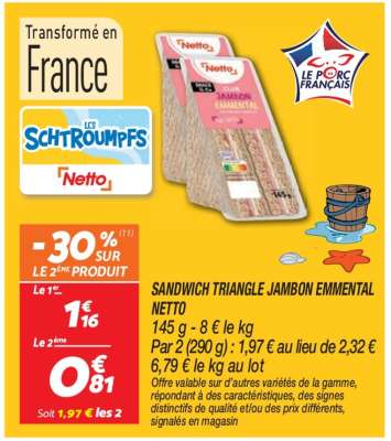 SANDWICH TRIANGLE JAMBON EMMENTAL NETTO