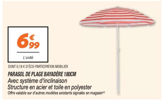 Parasol de Plage Bayadere 180cm