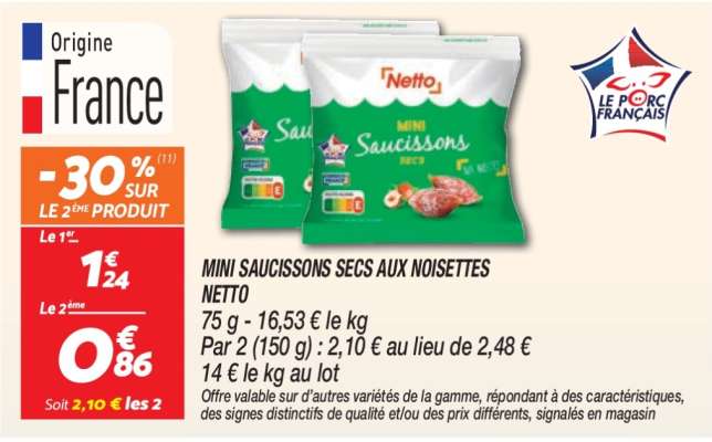 MINI SAUCISSONS SECS AUX NOISETTES