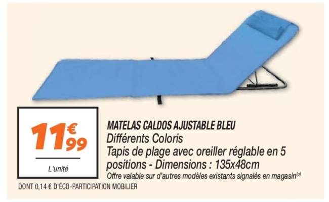 MATELAS CALDOS AJUSTABLE BLEU