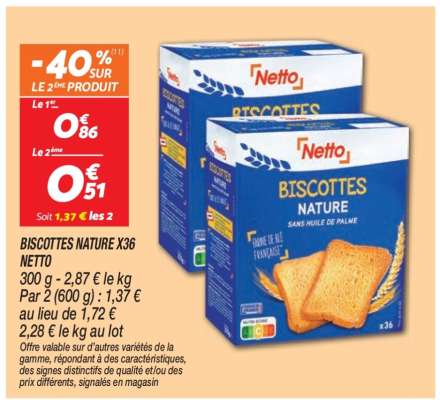 BISCOTTES NATURE X36 NETTO