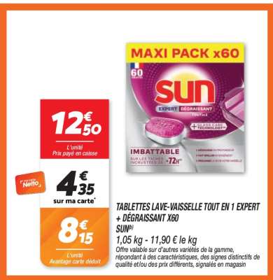 TABLETTES LAVE-VAISSELLE TOUT EN 1 EXPERT + DÉGRAISSANT X60
