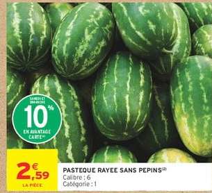 PASTEQUE RAYÉE SANS PEPINS