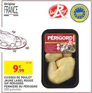 CUISSES DE POULET JAUNE LABEL ROUGE IGP PÉRIGORD FERMIERS DU PÉRIGORD