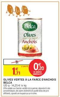 OLIVES VERTES À LA FARCE D'ANCHOIS BELCA