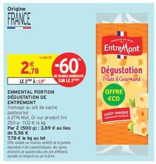 EMMENTAL PORTION DÉGUSTATION OE ENTREMONT