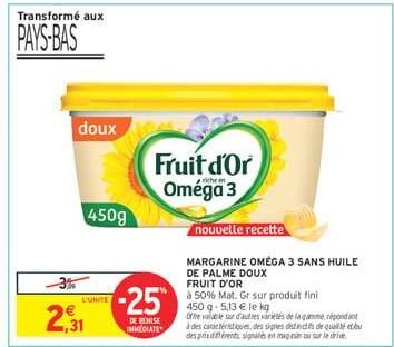 MARGARINE OMÉGA 3 SANS HUILE DE PALME DOUX