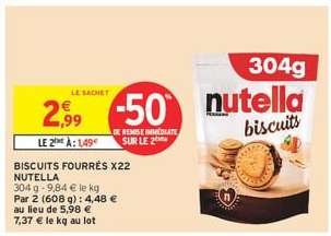 BISCUITS FOURRÉS X22 NUTELLA