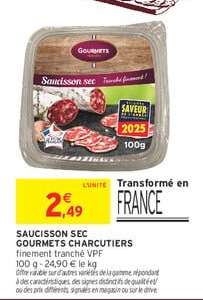 SAUCISSON SEC GOURMETS CHARCUTIERS
