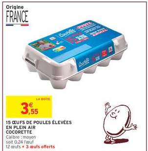 15 Œufs de Poules Élevées en Plein Air Cocorette