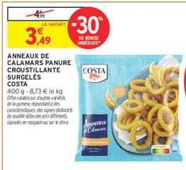 ANNEAUX DE CALAMARS PANURE CROUSTILLANTE SURGELÉS “COSTA”