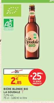 Bière blonde Bio LA GOUDALE