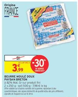BEURRE MOULÉ DOUX PAYSAN BRETON